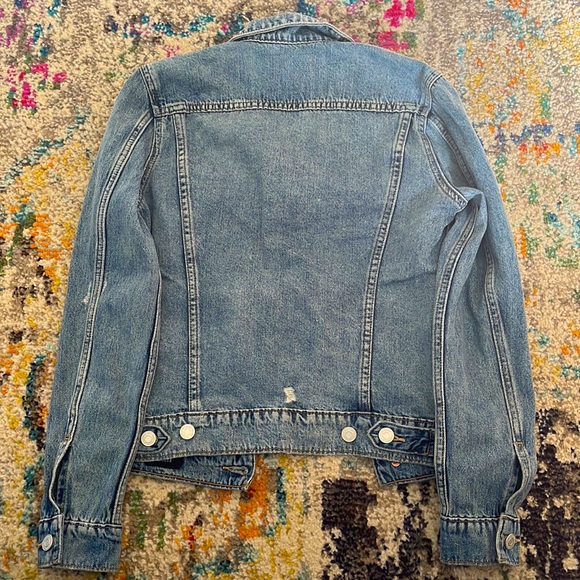 Lucky Brand Jeans Tomboy Trucker Jean Jacket Distressed Blue Denim - Picture 3 of 5